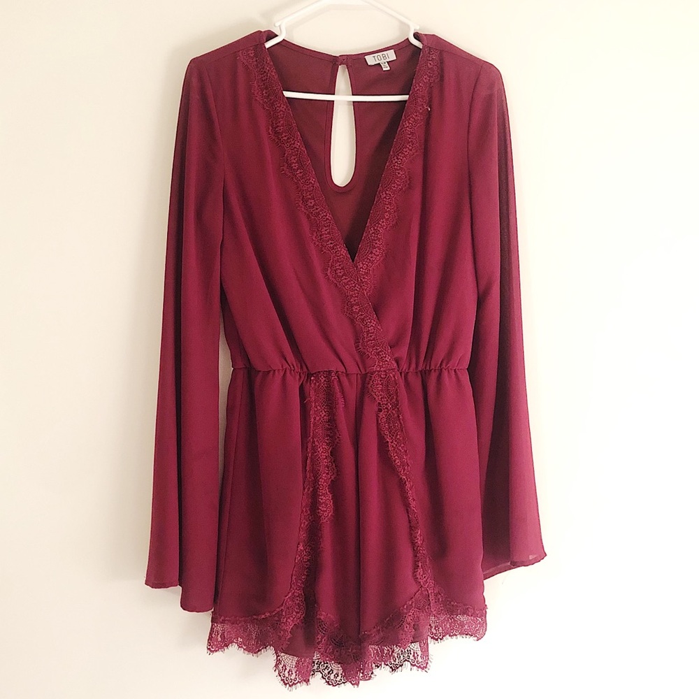 Maroon Lace Romper
